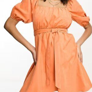 Lola May belted mini dress in orange